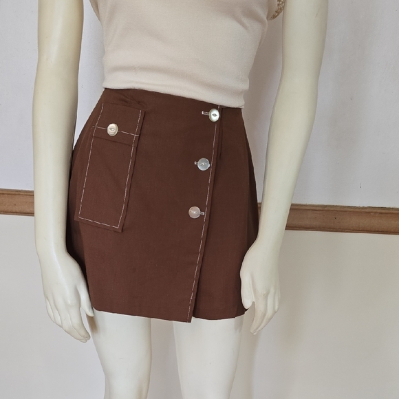 Vintage Pants - 70s Vintage Button-Front Mini Skort Culotte Size Small
